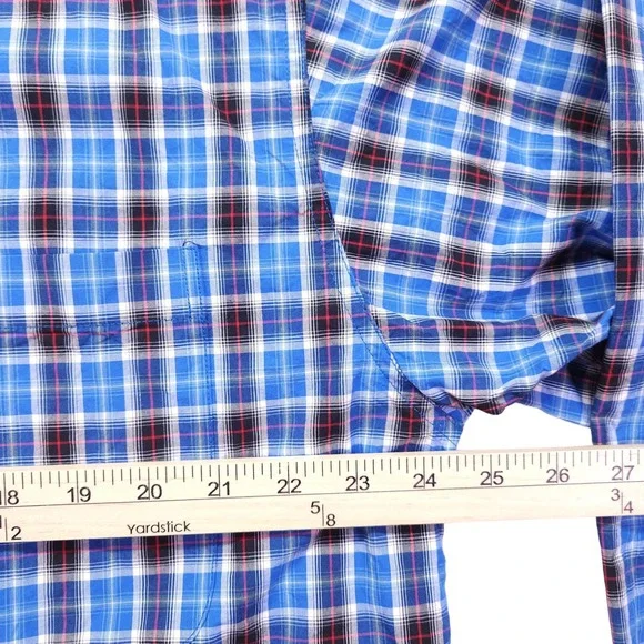 CINCH Shirt Mens Large Blue Button Down Windowpane Plaid Long Sleeve Cotton - Picture 4 of 6
